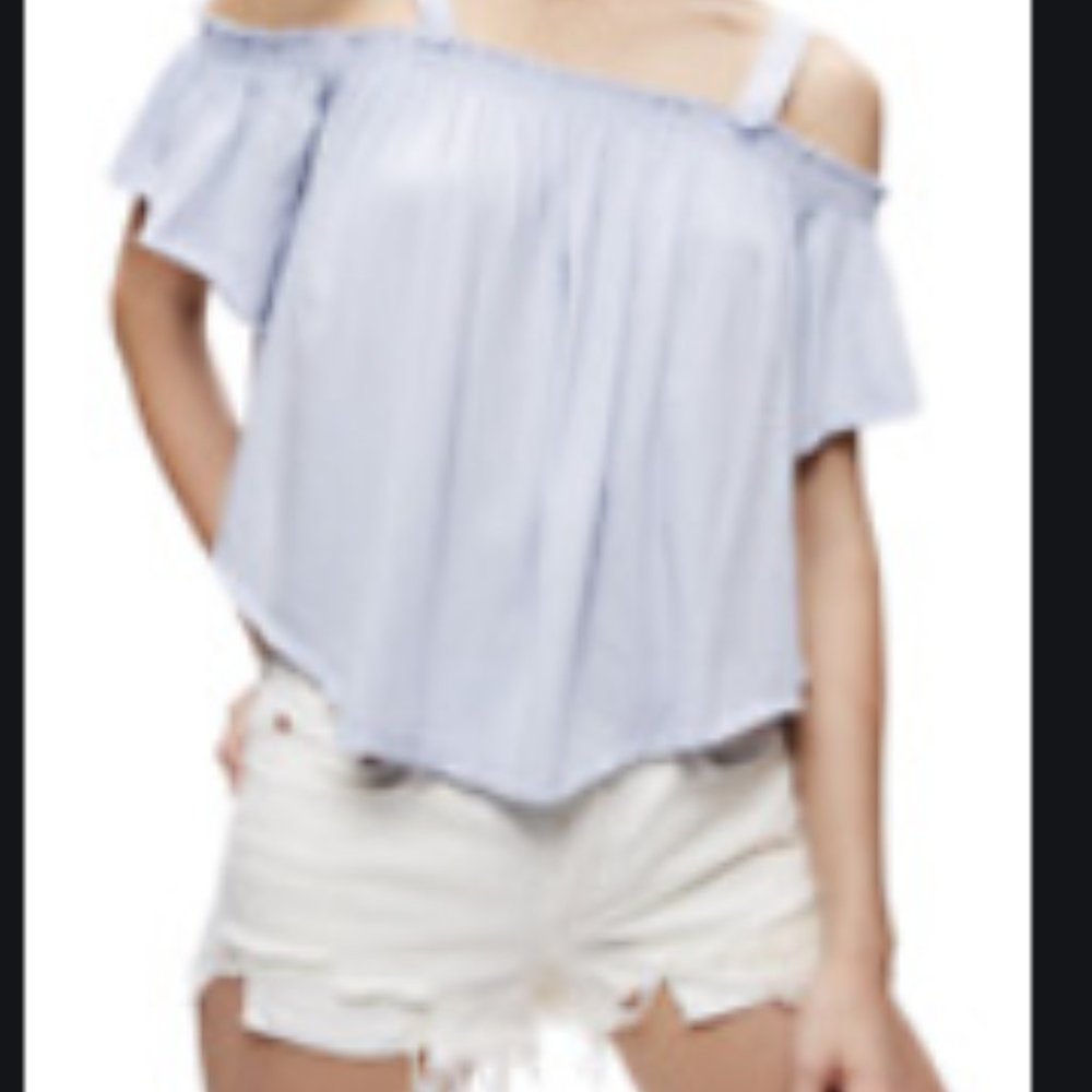 We The Free BlueSky Darling Cold Shoulder Top Sz S